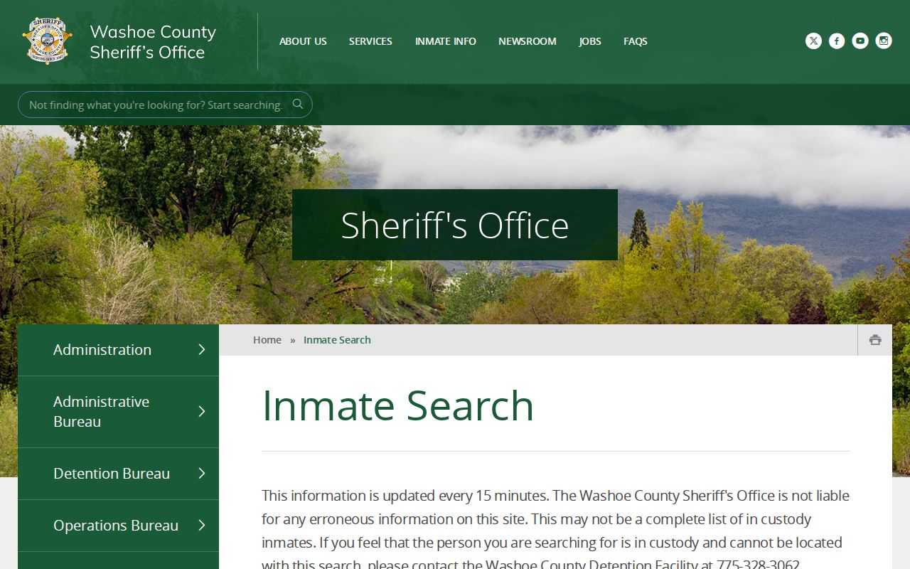 Sparks people search using current Washoe custody records