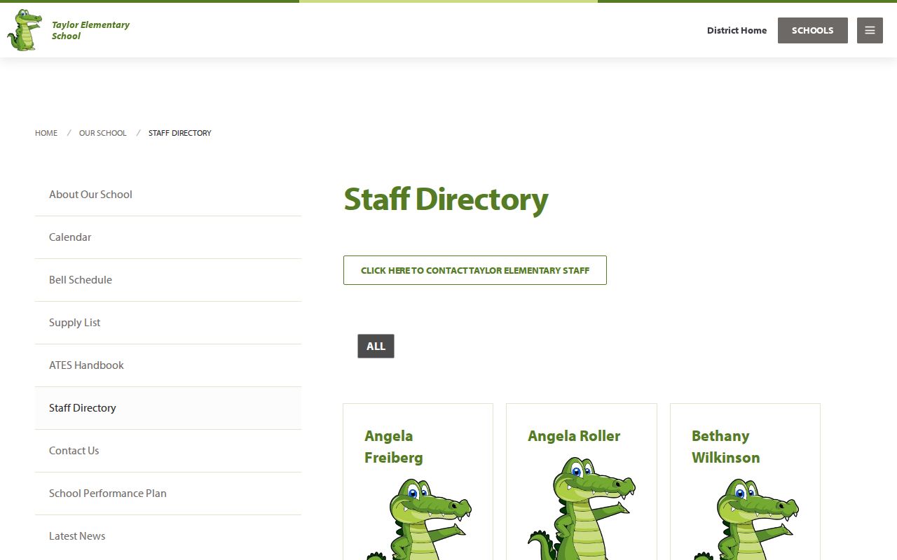 Sparks people directories sample of a WCSD school staff page