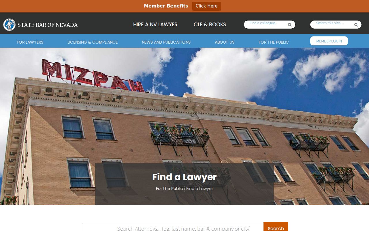 Sparks public records search fields in the State Bar of Nevada lawyer directory